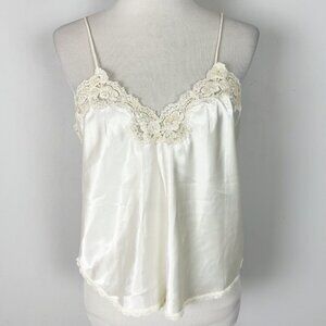Vintage Y2K Victoria’s Secret Satin Beaded Cami Tank Top Bridal Size Large Women